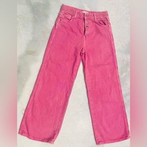 Zara Barbie Neon Pink Wide Leg Jeans